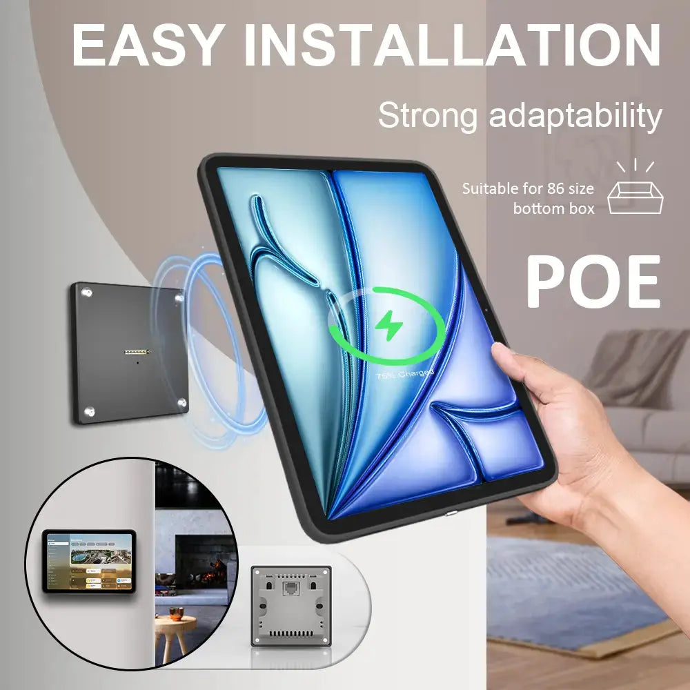 POE Zilvex Magnetic Wall Mount with Charging Case for iPad Air 11-in.(M3) Upgraded 18W Quick Charge Strong Magnets 360 Rotation 11inch - Zilvex