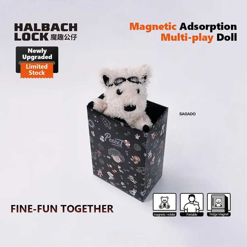 SAGADO Plush Mini Magnetic Phone Stand with HALBACHLOCK Strong Magnetic Hold – Cute Healing Desk Gift & Portable Phone Holder
