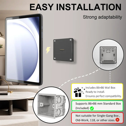 For Samsung Galaxy Tab A9+ 11 inch Stand, Wall Mount A9 Plus Tablet Stand 18W Fast Charging Magnetic Wireless Rotatable Design