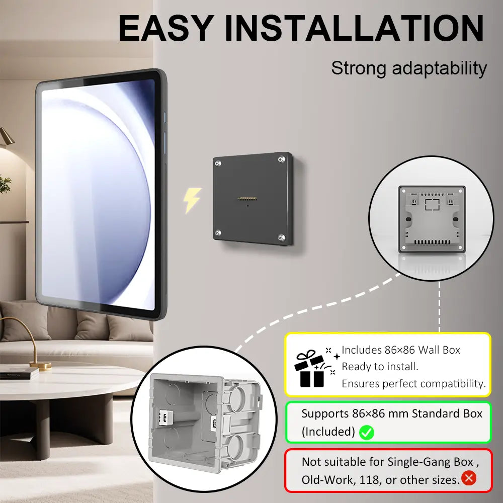 Supplied Magnetic Wall Mounted Charging Stan for Samsung Galaxy Tab A9 8.7 inch intelligent switch 18W Power in Wall emonita