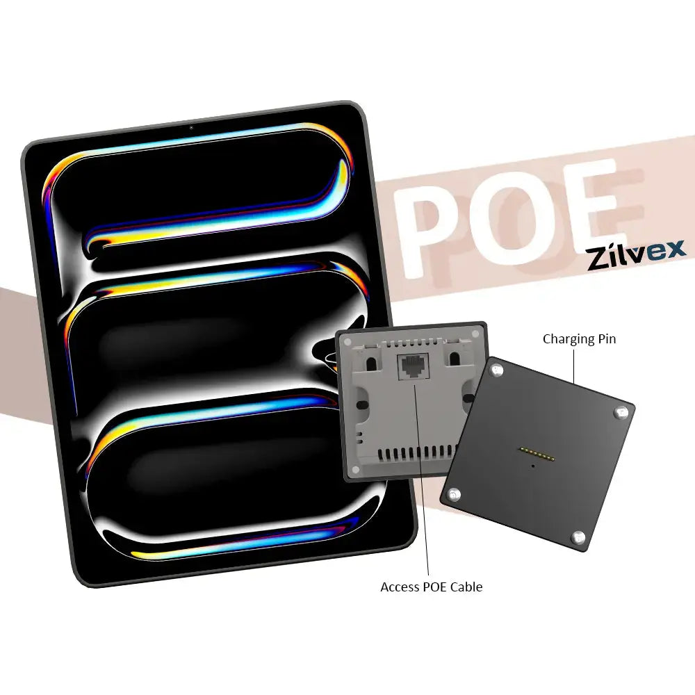 POE Zilvex Magnetic Wall Mount with Charging Case for iPad Pro 13-in.(M4) Upgraded 18W Quick Charge Strong Magnets 360 Rotation 13inch - Zilvex