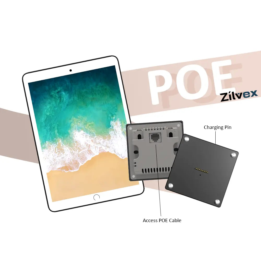 POE Magnetic Wall Mount with Charging Case for iPad 1/2th 9.7 Inch iPad Wall Station Wireless Charging Tablet iPad Stand - Zilvex