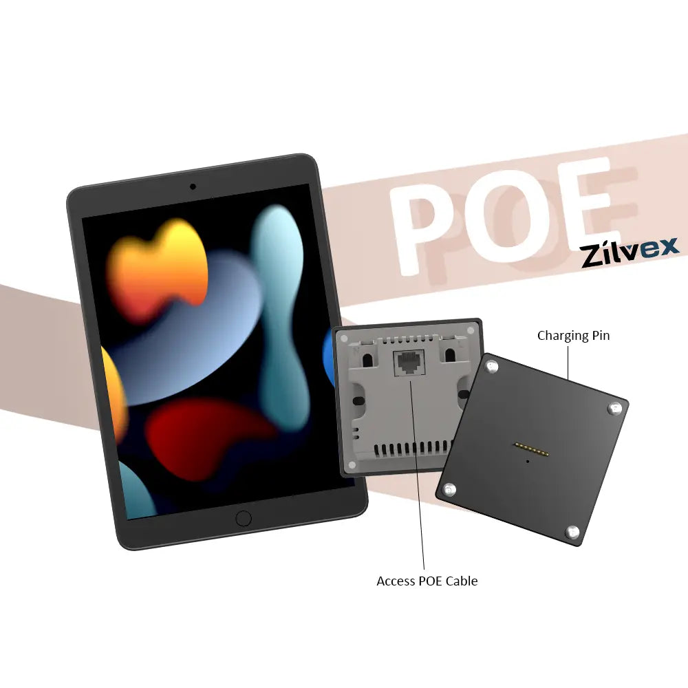 POE Magnetic Wall Mount with Charging Case for iPad 7/8/9th10.2 Inch ipad Wall Station Wireless Charging Tablet iPad Stand - Zilvex