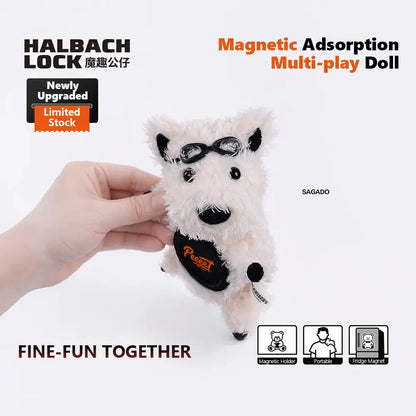 SAGADO Plush Mini Magnetic Phone Stand with HALBACHLOCK Strong Magnetic Hold – Cute Healing Desk Gift & Portable Phone Holder