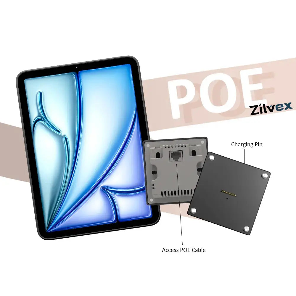 POE Zilvex Magnetic Wall Mount with Charging Case for iPad Air 11-in.(M3) Upgraded 18W Quick Charge Strong Magnets 360 Rotation 11inch - Zilvex