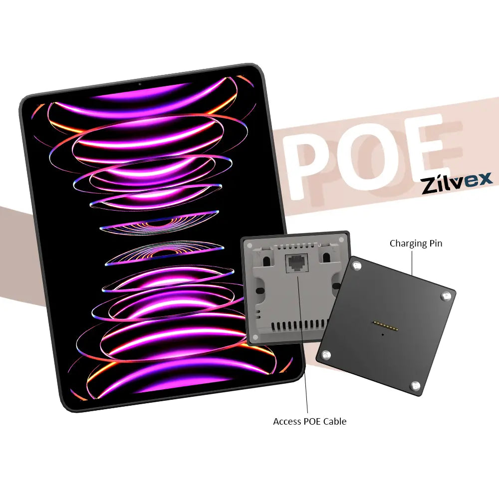 POE Zilvex Magnetic Wall Mount with Charging Case for iPad Pro 4/5/6th Upgraded 18W Quick Charge Strong Magnets 360 Rotation 12.9inch - Zilvex