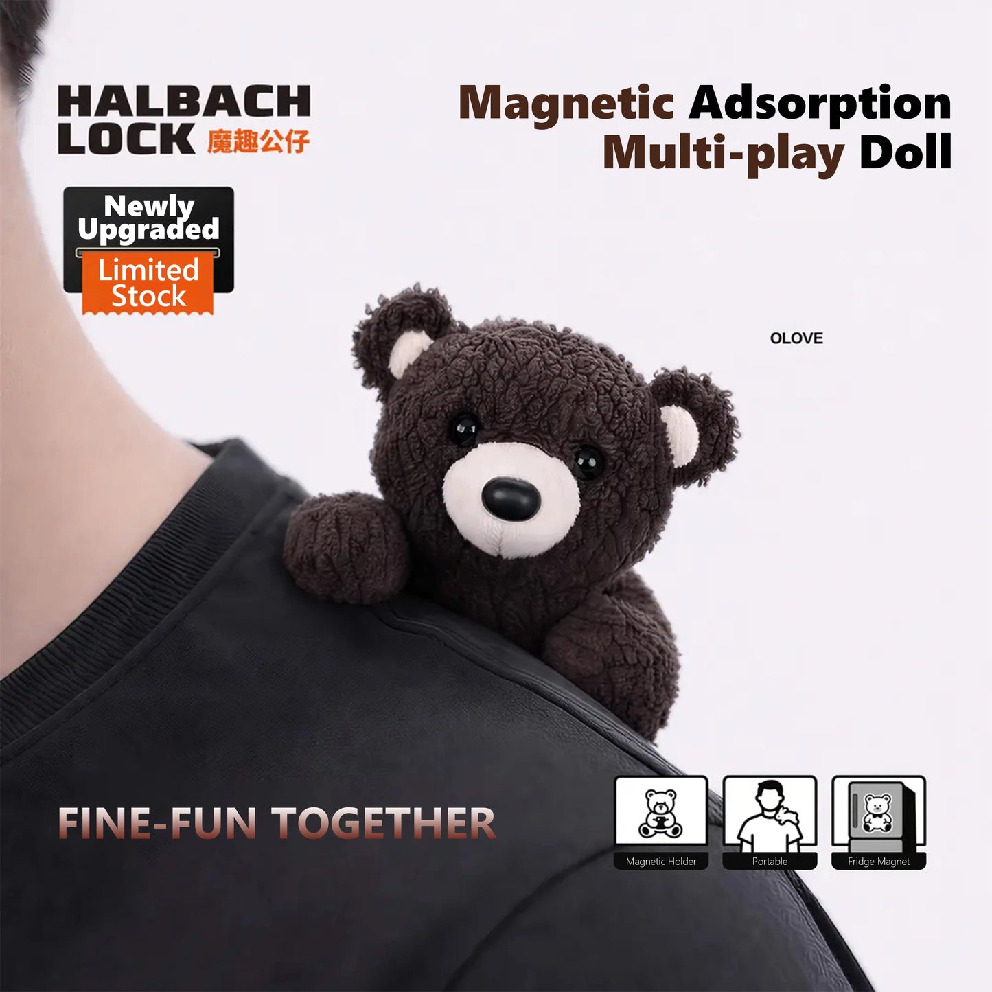 OLOVE Coffee Bean Aroma Magnetic Phone Holder, HALBACHLOCK Hanging Plush Doll, Compatible with iPhone & Android (With Included Magnetic Ring), Cute Healing Gift