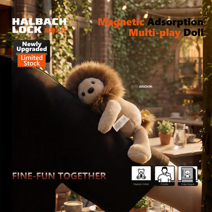 Magnetic ARIOVIK Lion Series Phone Holder, HALBACHLOCK Plush Doll, Cute Healing Gift