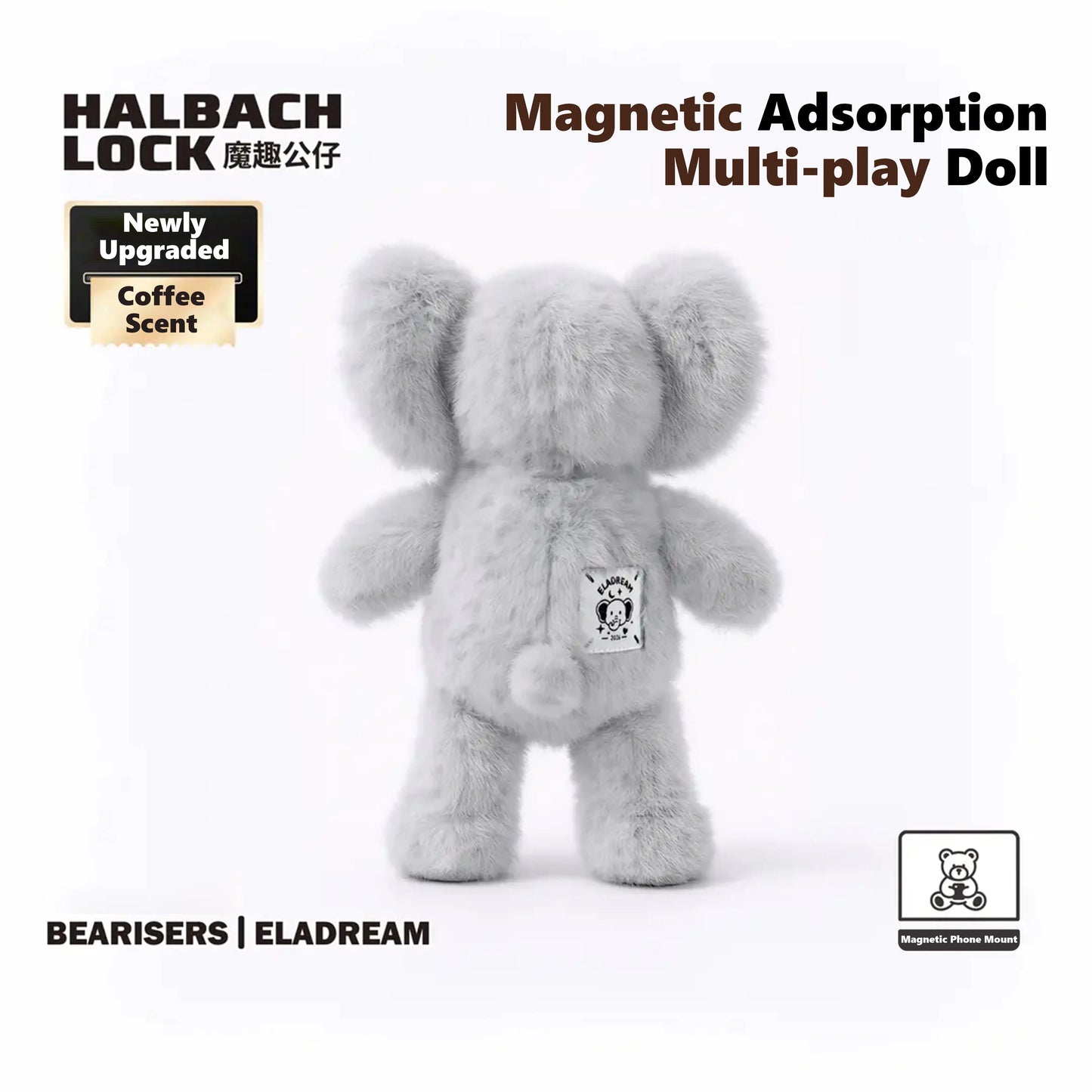 ELADREAM Magnetic Plush Phone Stand with HALBACHLOCK Technology – Cute Desk Phone Holder & Christmas Gift