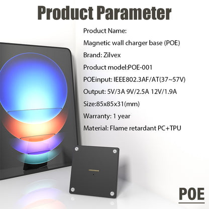 POE Magnetic Wall Mount with Charging Case for xiaomi pad 6s pro Upgraded 18W Quick Charge Strong Magnets in Wall Zilvex