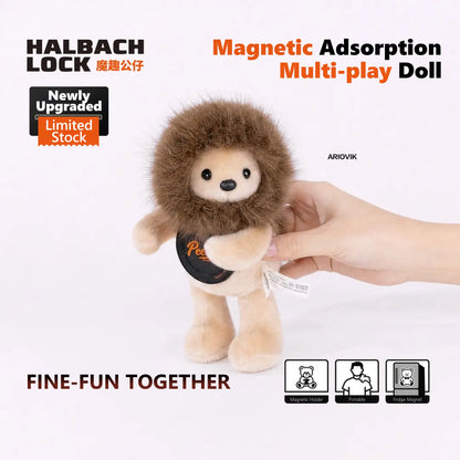 Magnetic ARIOVIK Lion Series Phone Holder, HALBACHLOCK Plush Doll, Cute Healing Gift