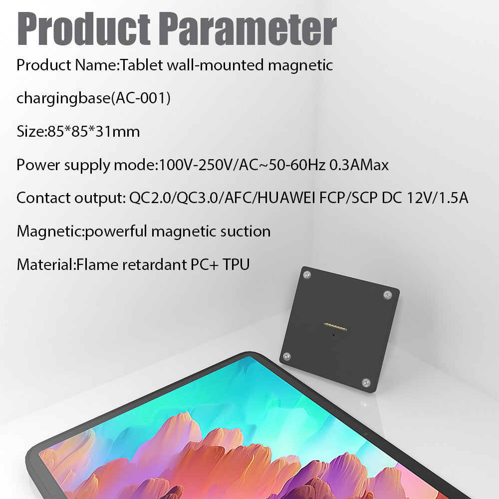 Tablet holder for Lenovo P12 Tablet  12.7 Inch wall charging station smart home  Magnetic wireless charging ipad holder