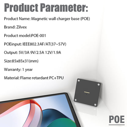 POE Wall Mount Charging for Redmi Pad Wall Station Wireless Charging Office Electronics Tablet Pad Stand Zilvex