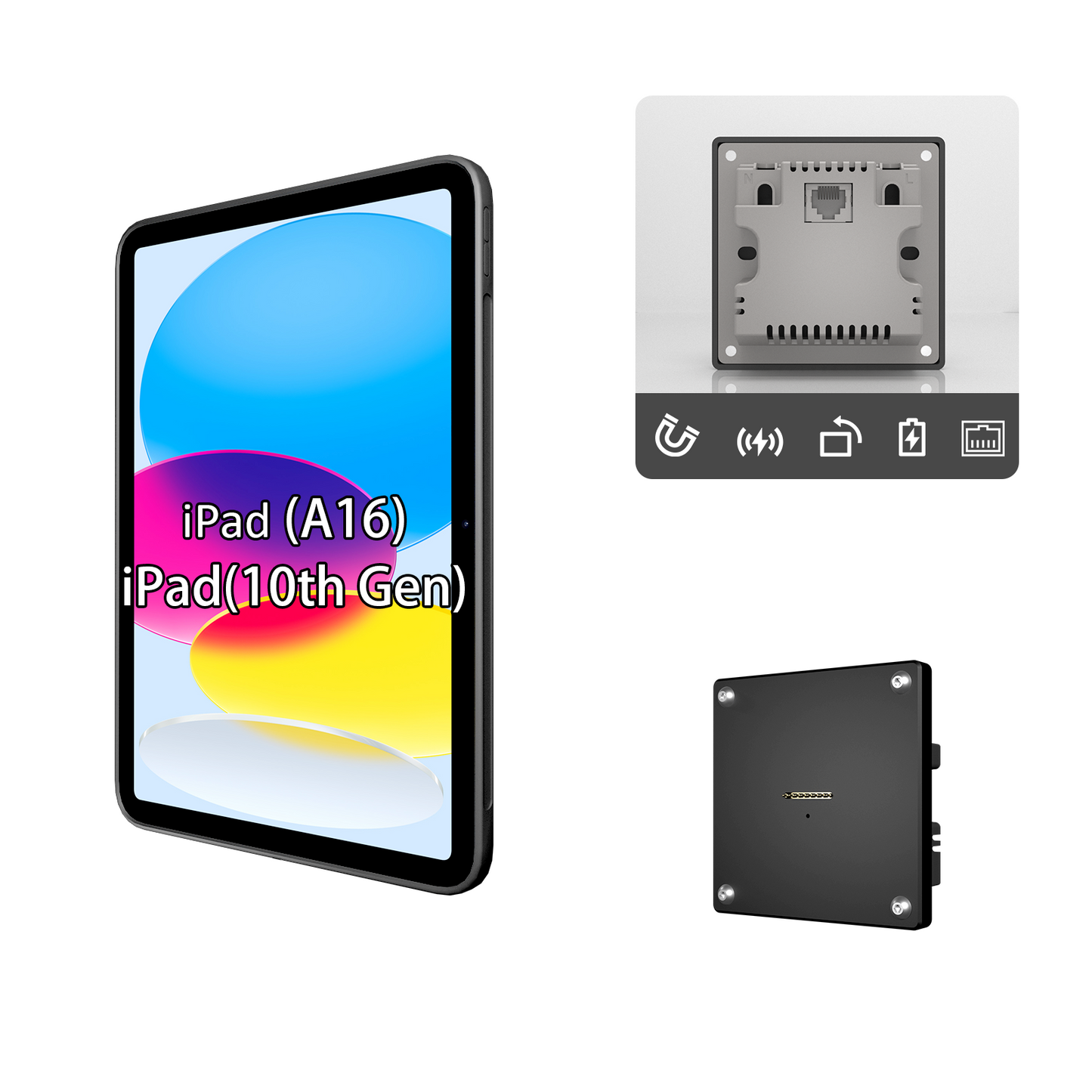 POE Zilvex Magnetic Wall Mount with Charging Case for iPad 10 Upgraded 18W Quick Charge Strong Magnets 360 Rotation 10.9inch