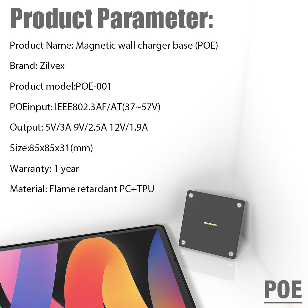 POE Wall Mount Charging for Redmi Pad SE 11inch Wall Station Wireless Charging Office Electronics Tablet Pad Stand