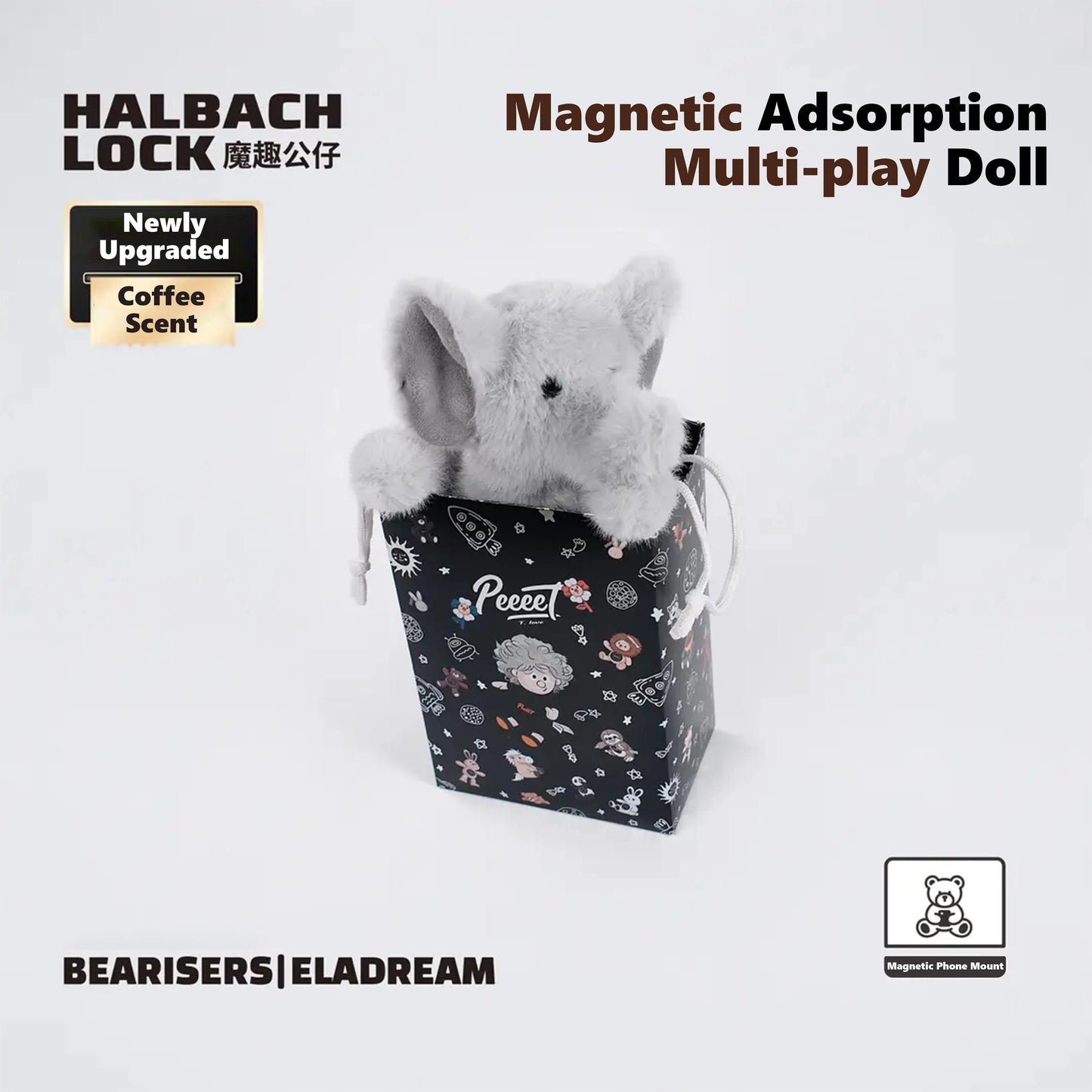 ELADREAM Magnetic Plush Phone Stand with HALBACHLOCK Technology – Cute Desk Phone Holder & Christmas Gift