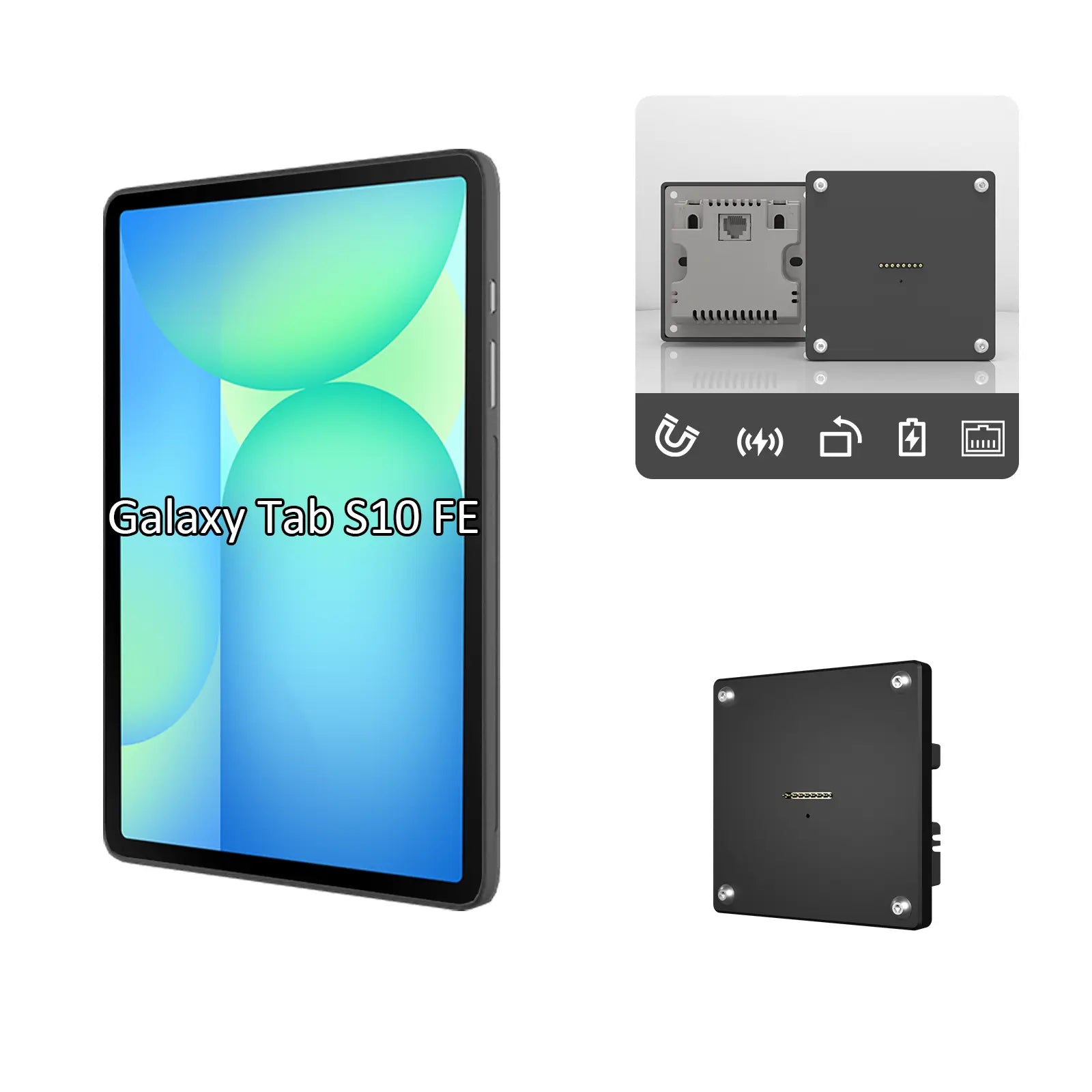 POE Tablet holder for Samsung Galaxy Tab S10 FE 10.9Inch full range wall charging station Wall mounted charging Smart - Zilvex