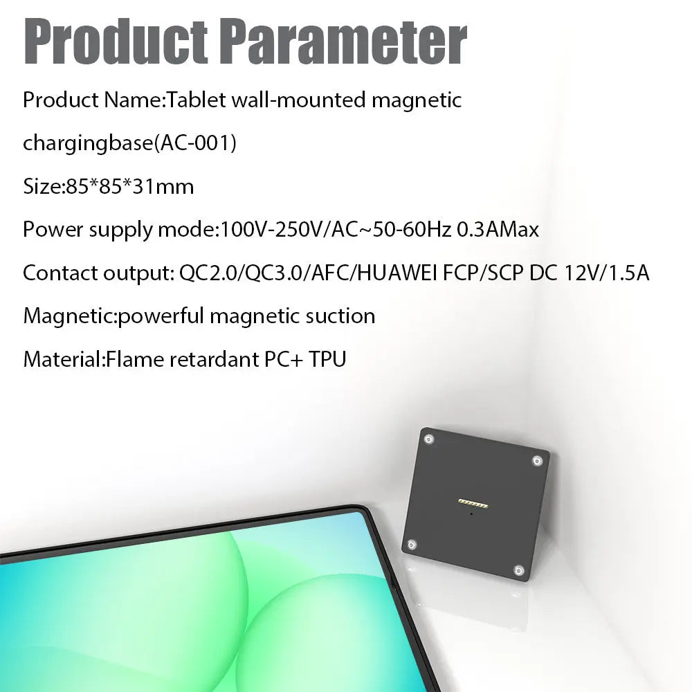 Tablet holder for Samsung Galaxy Tab A11-8.7 Inch wall charging station smart home  Magnetic wireless charging Pad holder Zilvex