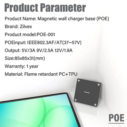 POE Tablet holder for Samsung Galaxy Tab A11 8.7inch wall charging station Magnetic wireless charging Smart Switch