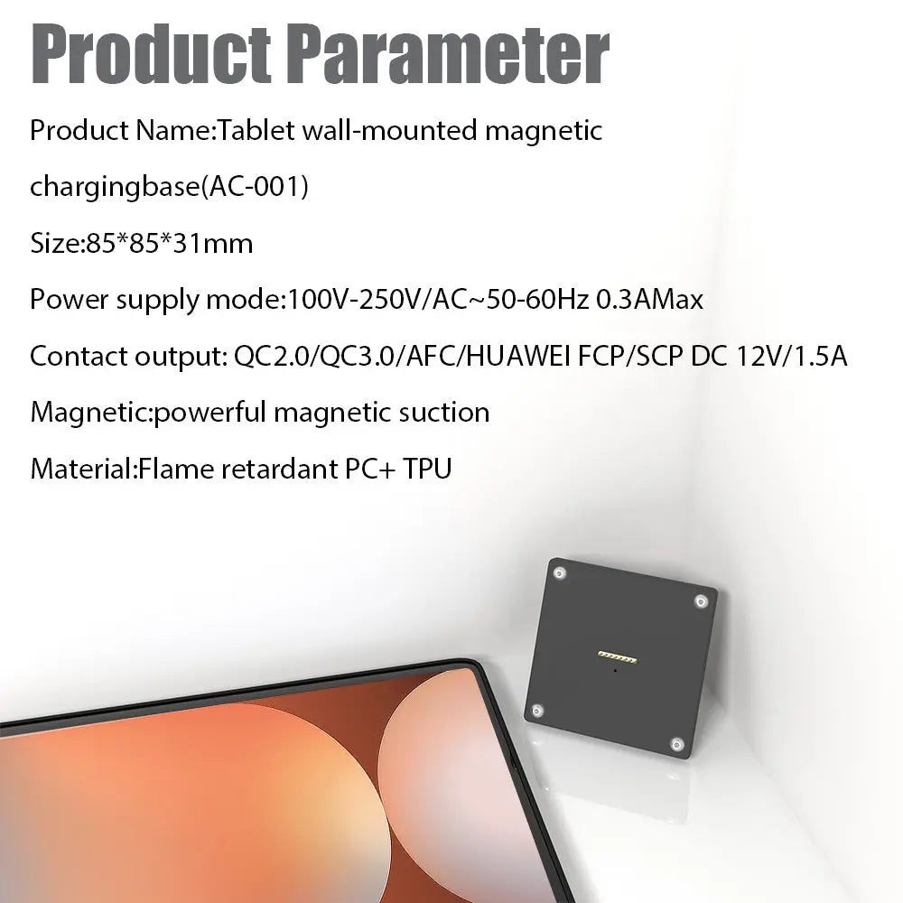 Tablet holder for Samsung Galaxy Tab S10 Plus 12.4 wall charging station smart home  Magnetic wireless charging ipad holder - Zilvex