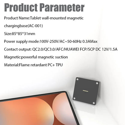 Tablet holder for Samsung Galaxy Tab S10 Plus 12.4 wall charging station smart home  Magnetic wireless charging ipad holder - Zilvex