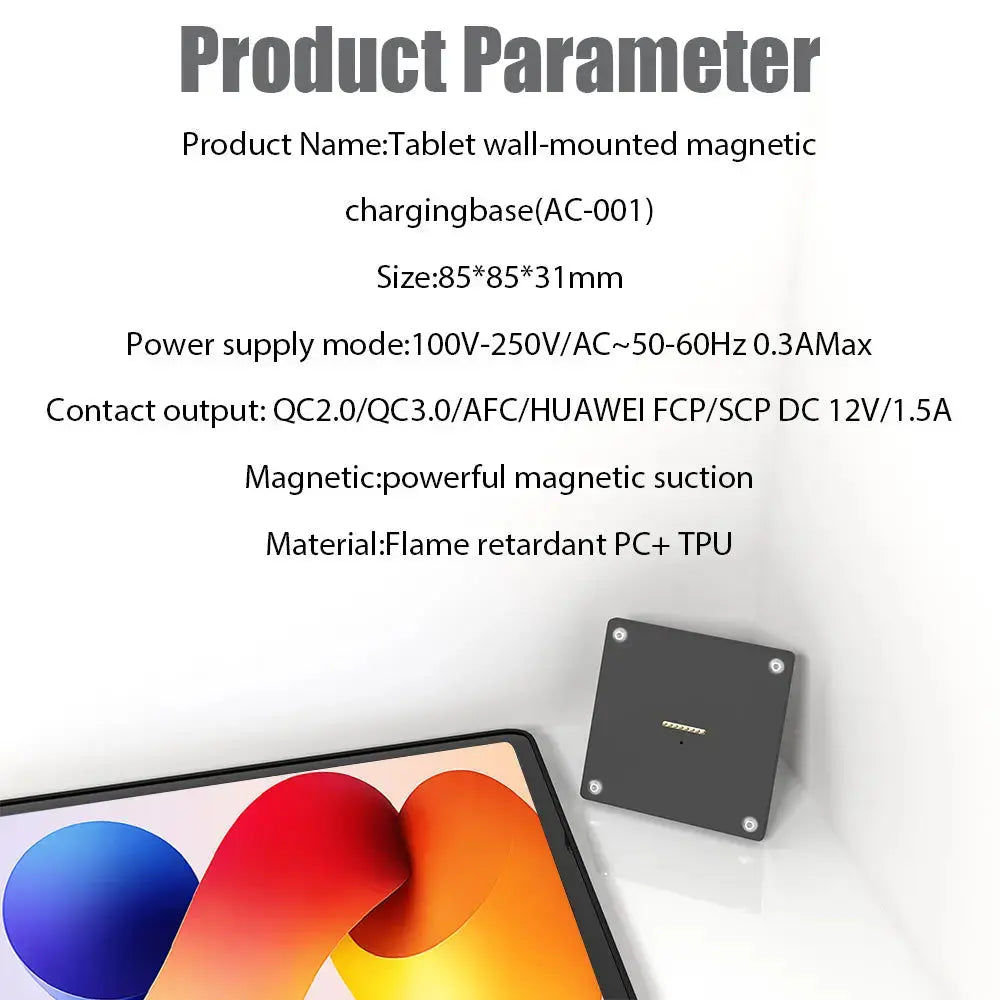 Magnetic Wall Mount with Charging Case for Redmi Pad 2 Pro 18W Quick Charge Strong Magnets  in-Wall Zilvex