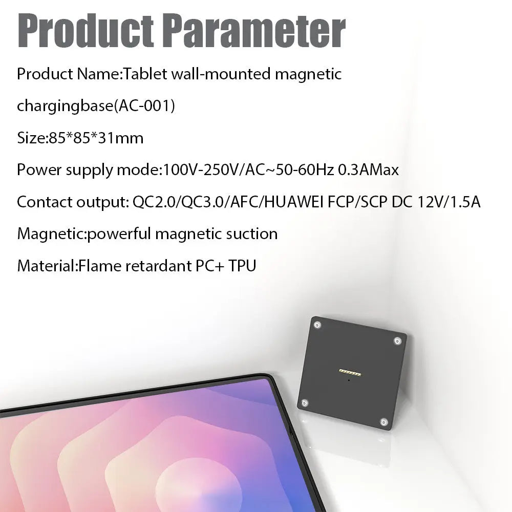 Tablet holder for Samsung Galaxy Tab S11-11 Inch wall charging station smart home  Magnetic wireless charging Pad holder - Zilvex