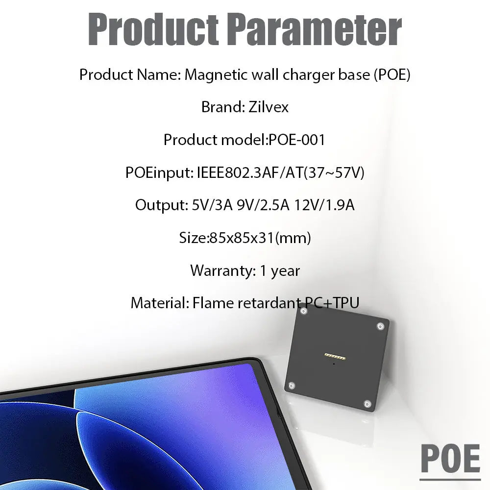 POE Wall Mount Charging for Xiaomi Pad 8/8 Pro 11.2inch Wall Station Wireless Charging Office Electronics Tablet Pad Stand Zilvex