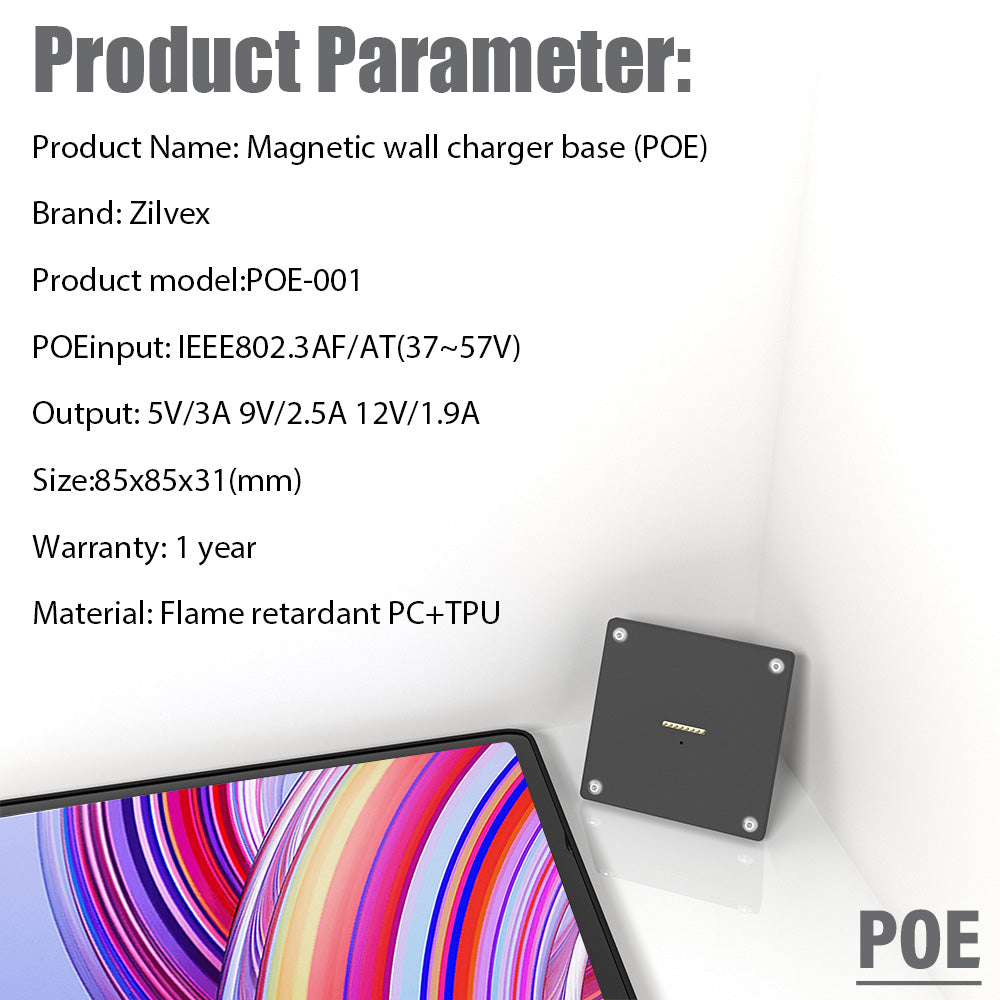 POE Wall Mount Charging for Redmi Pad Pro Wall Station Wireless Charging Office Electronics Tablet Pad Stand Zilvex