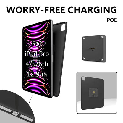 POE Zilvex Magnetic Wall Mount with Charging Case for iPad Pro 4/5/6th Upgraded 18W Quick Charge Strong Magnets 360 Rotation 12.9inch - Zilvex