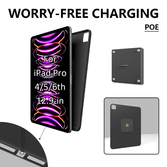 POE Zilvex Magnetic Wall Mount with Charging Case for iPad Pro 4/5/6th Upgraded 18W Quick Charge Strong Magnets 360 Rotation 12.9inch