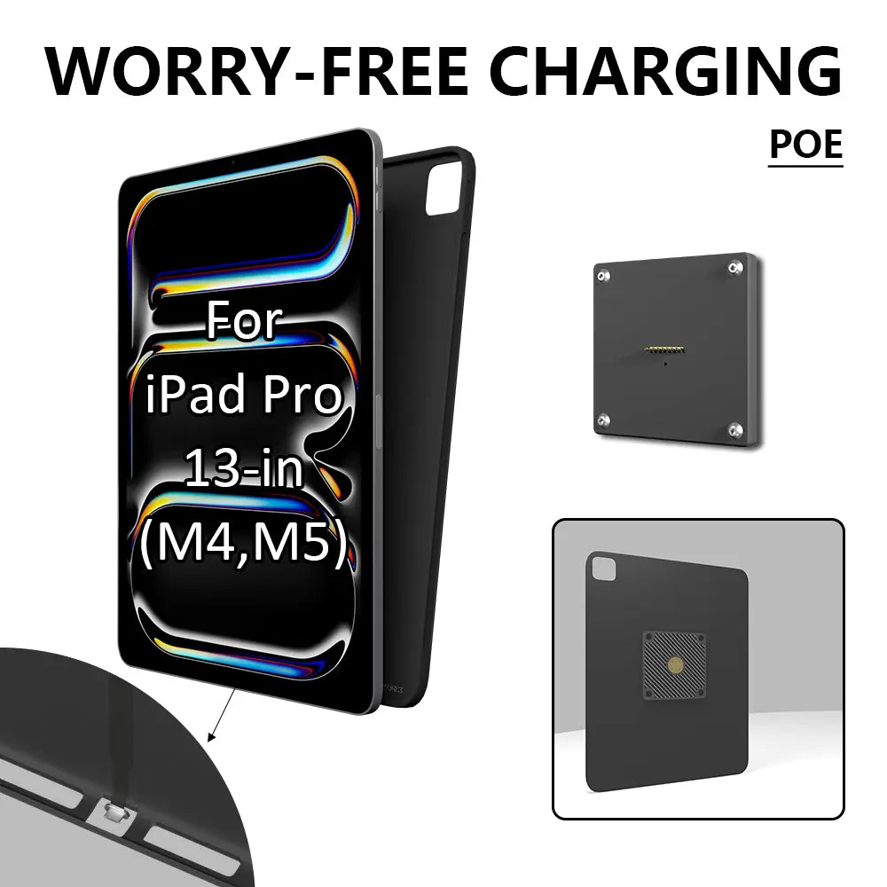 POE Zilvex Magnetic Wall Mount with Charging Case for iPad Pro 13-in.(M4) Upgraded 18W Quick Charge Strong Magnets 360 Rotation 13inch