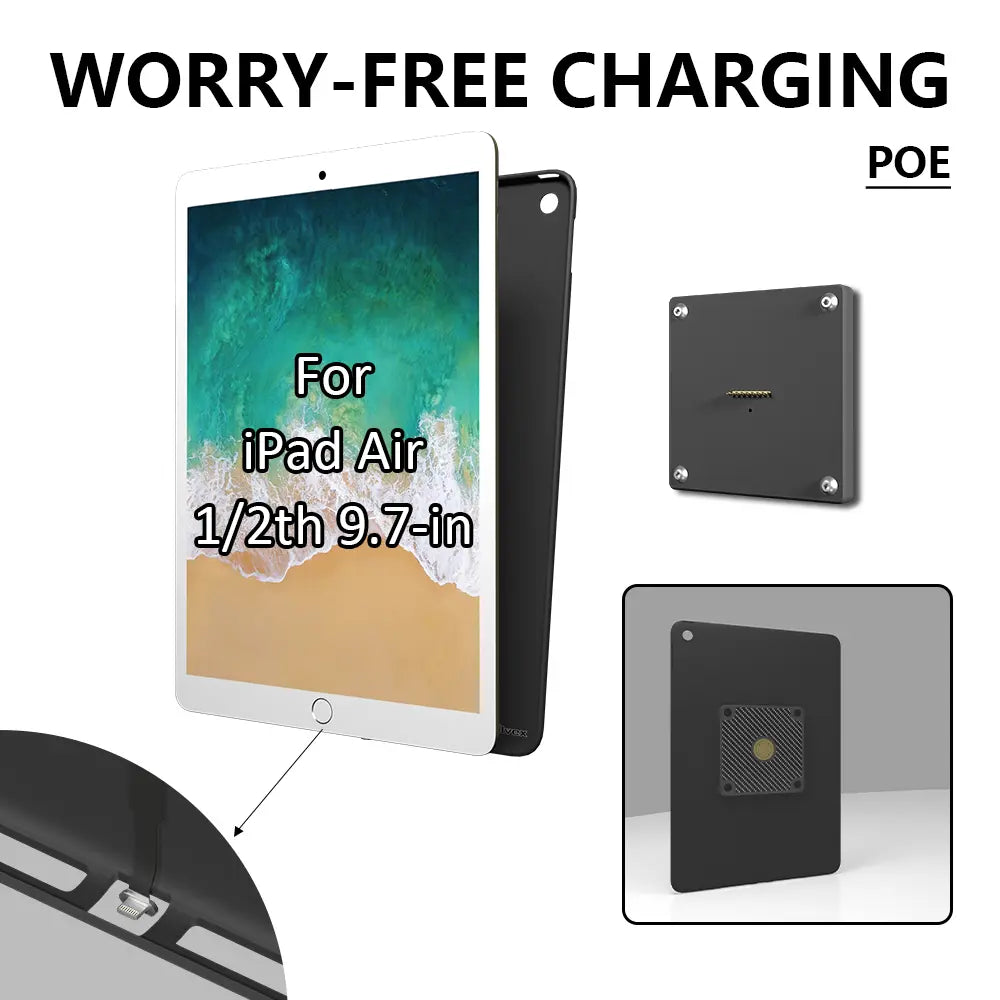 POE Magnetic Wall Mount with Charging Case for iPad 1/2th 9.7 Inch iPad Wall Station Wireless Charging Tablet iPad Stand - Zilvex