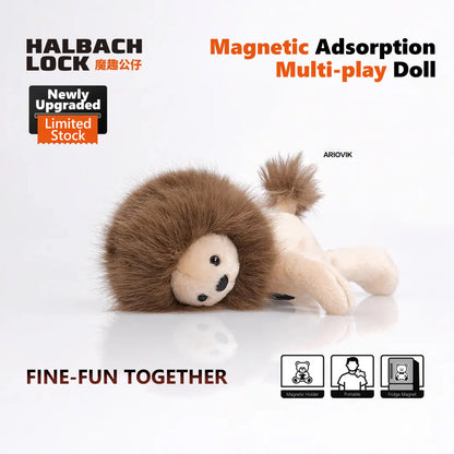 Magnetic ARIOVIK Lion Series Phone Holder, HALBACHLOCK Plush Doll, Cute Healing Gift