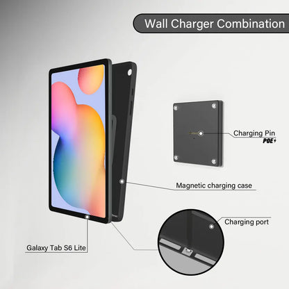 POE Wall Mount Charger for Samsung Galaxy S6 Lite  Magnetic Stand, 18W Fast Wireless Charging Dock, Smart Home/Office - Zilvex