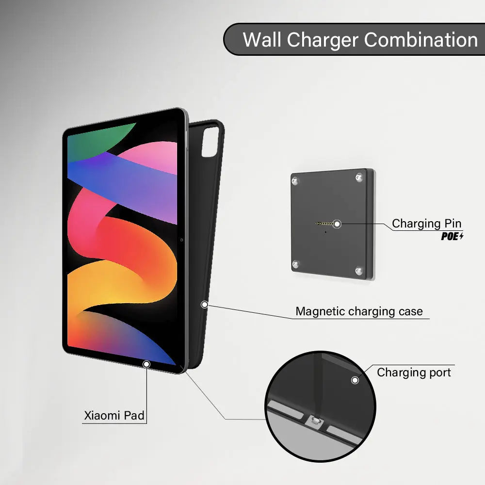 POE Magnetic Wall Mount with Charging Case for xiaomi pad 6s pro Upgraded 18W Quick Charge Strong Magnets in Wall Zilvex - Zilvex
