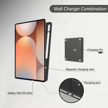 POE Tablet holder for Samsung Galaxy Tab S10 Ultra 14.6 wall charging station Magnetic wireless charging Smart Switch - Zilvex