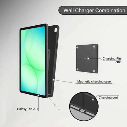 POE Tablet holder for Samsung Galaxy Tab A11 8.7inch wall charging station Magnetic wireless charging Smart Switch