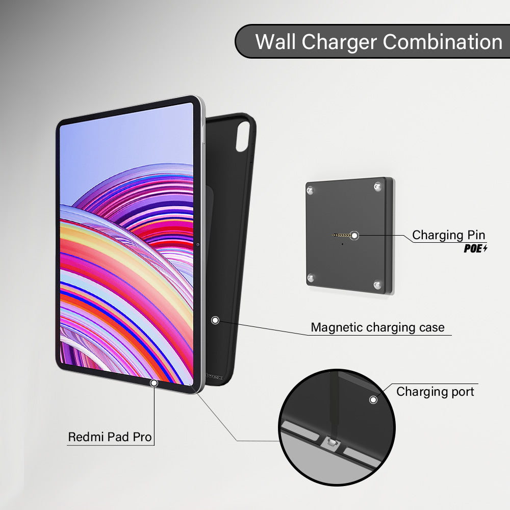 POE Wall Mount Charging for Redmi Pad Pro Wall Station Wireless Charging Office Electronics Tablet Pad Stand Zilvex
