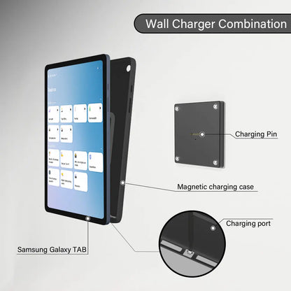 Zilvex Magnetic Charging Case for Samsung Galaxy Tab A9 A9+ S8 S9 S10 Series  Smart Tablet Wall Mount Magnetic Cover for AC/POE - Zilvex