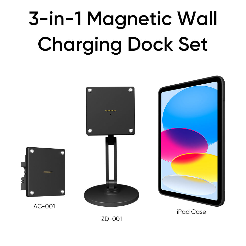 Magnetic Charging Dock Kit for iPad丨Wall Mount AC+Desk Stand+Case(iPad/Mini/Air/Pro)