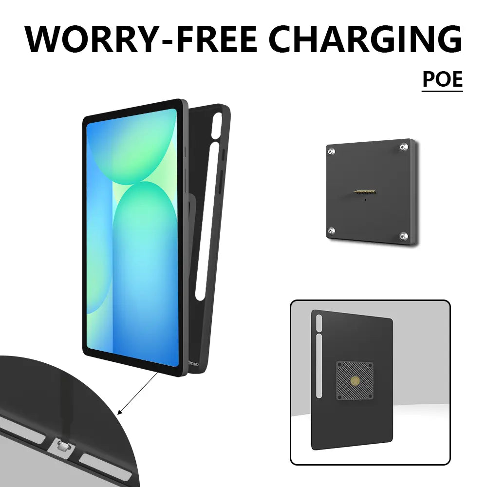 POE Tablet holder for Samsung Galaxy Tab S10 FE 10.9Inch full range wall charging station Wall mounted charging Smart - Zilvex