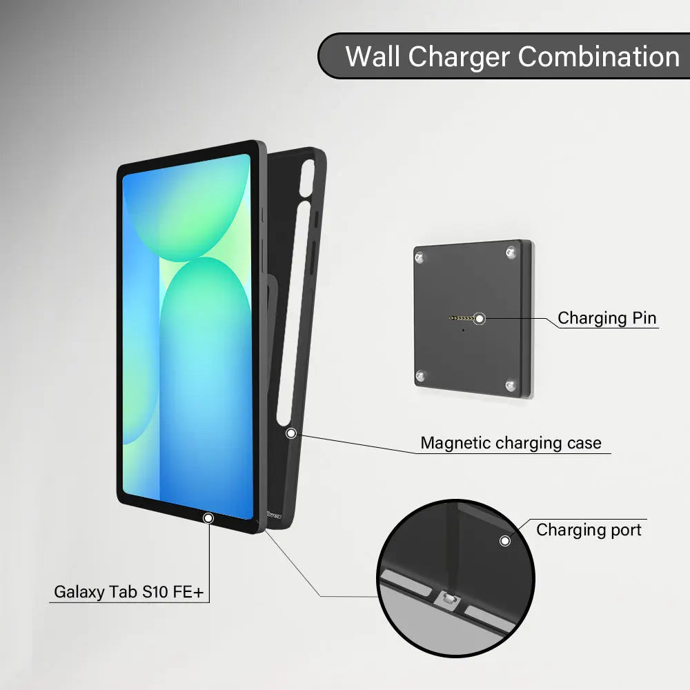 Tablet holder for Samsung Galaxy Tab S10 FE Plus 13.1 in wall charging station smart home  Magnetic wireless charging Pad holder - Zilvex