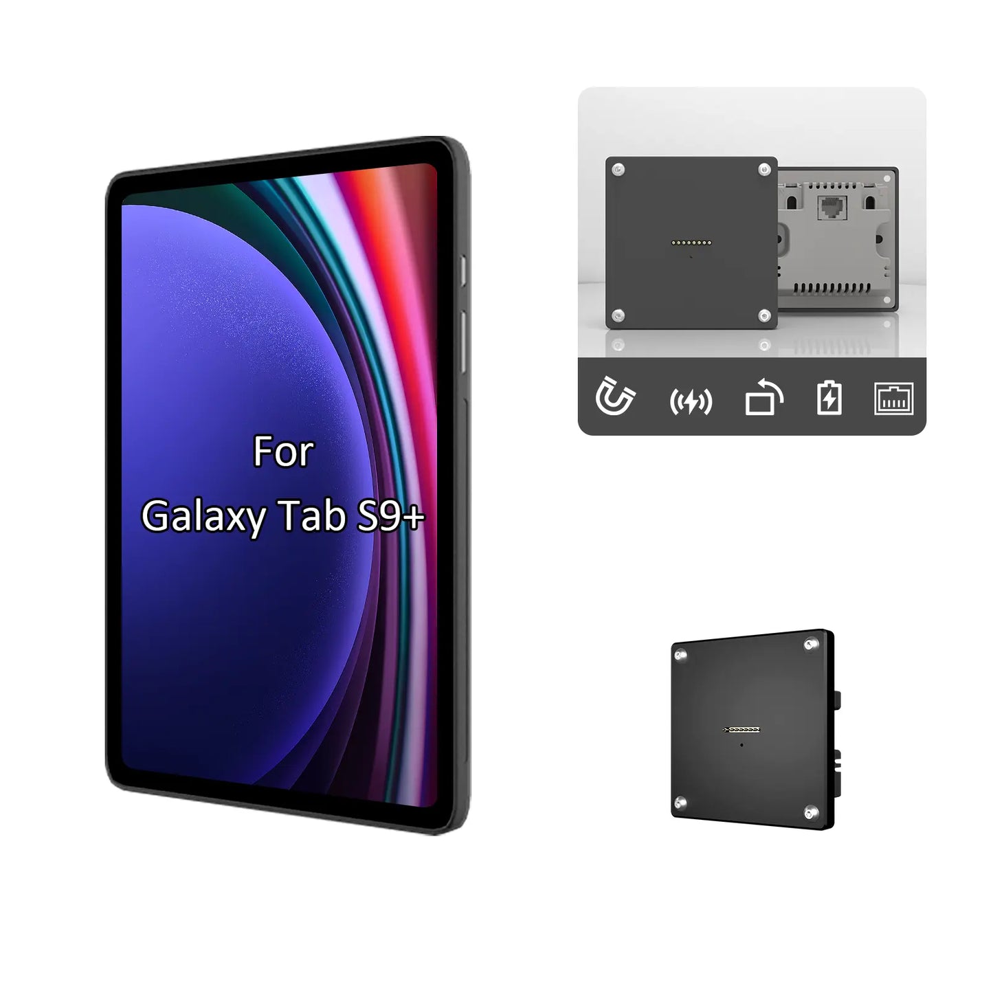 POE Magnetic Wall Mount with Charging Tablet holder for Samsung Galaxy Tab S9 Plus 12.4 wall charging station smart home