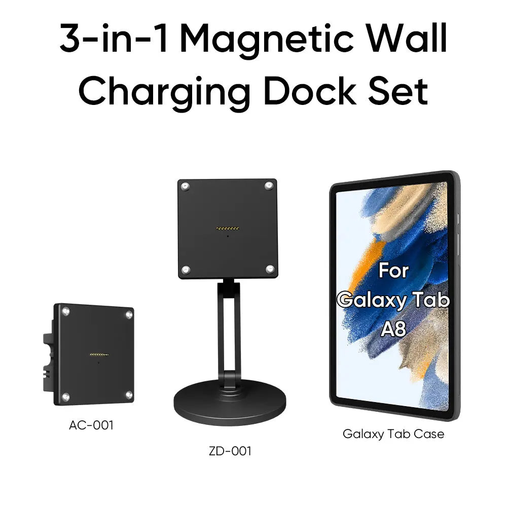 Magnetic Charging Dock Kit for Samsung Galaxy Tab丨Wall Mount AC+Desk Stand+Case Zilvex