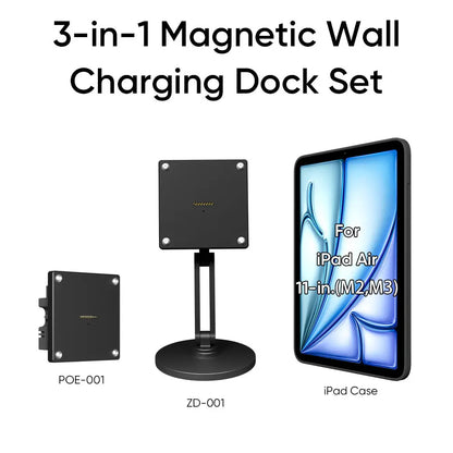 Magnetic Charging Dock Kit for iPad丨Wall Mount POE+Desk Stand+Case(iPad/Mini/Air/Pro）