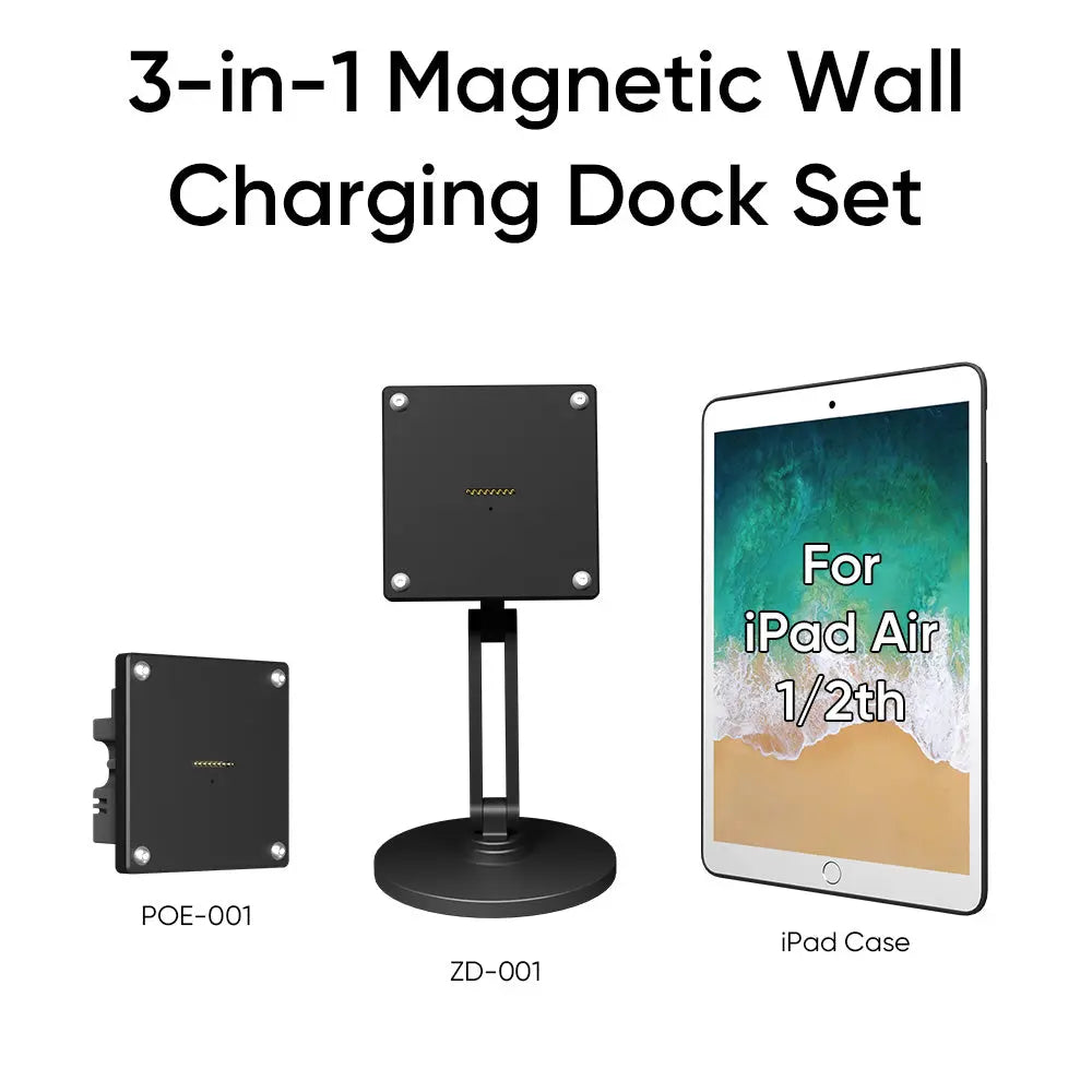Magnetic Charging Dock Kit for iPad丨Wall Mount POE+Desk Stand+Case(iPad/Mini/Air/Pro） Zilvex