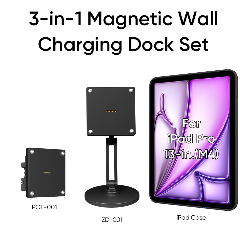 Magnetic Charging Dock Kit for iPad丨Wall Mount POE+Desk Stand+Case(iPad/Mini/Air/Pro）
