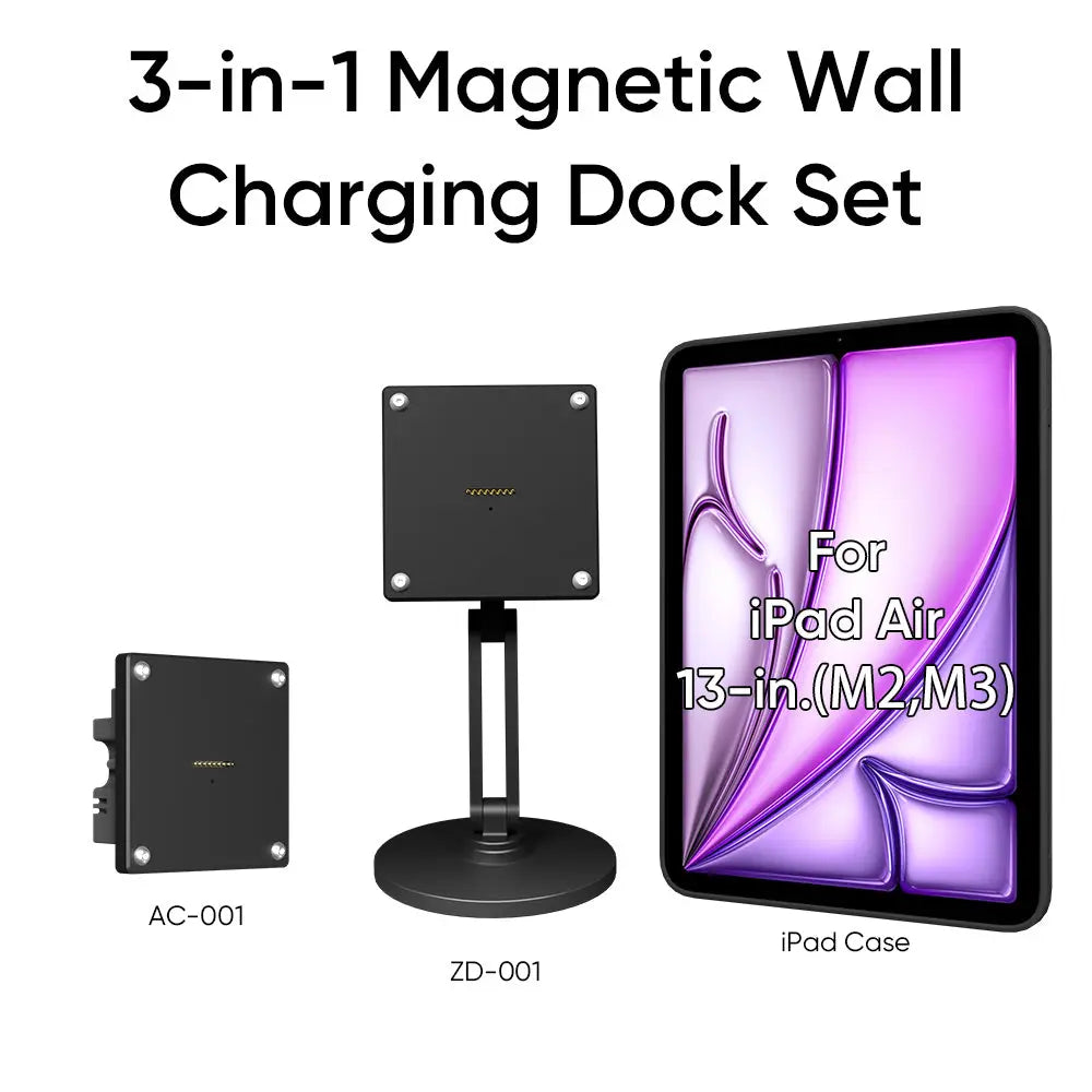 Magnetic Charging Dock Kit for iPad丨Wall Mount AC+Desk Stand+Case(iPad/Mini/Air/Pro)
