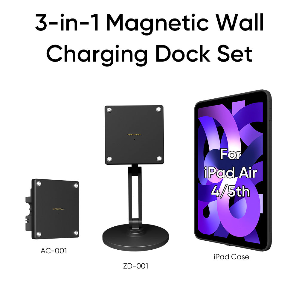 Magnetic Charging Dock Kit for iPad丨Wall Mount AC+Desk Stand+Case(iPad/Mini/Air/Pro)